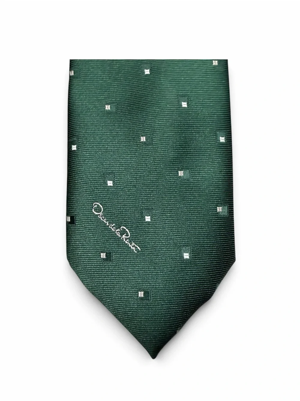 Oscar de la Renta Men's Dark Green Geometric Logo Necktie